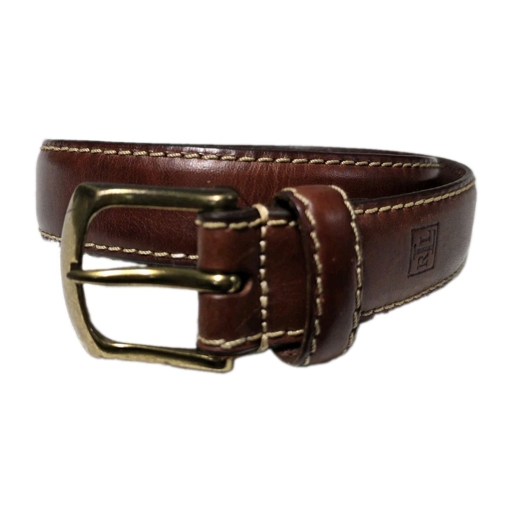 Lauren Ralph Lauren Belt Mens Size 38/95 Brown Genuine Leather Made in Argentina